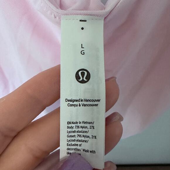 Lululemon Wundermost Nulu Mesh Scoop-Back Thong Bodysuit Pink Organza L NWT - Picture 8 of 8